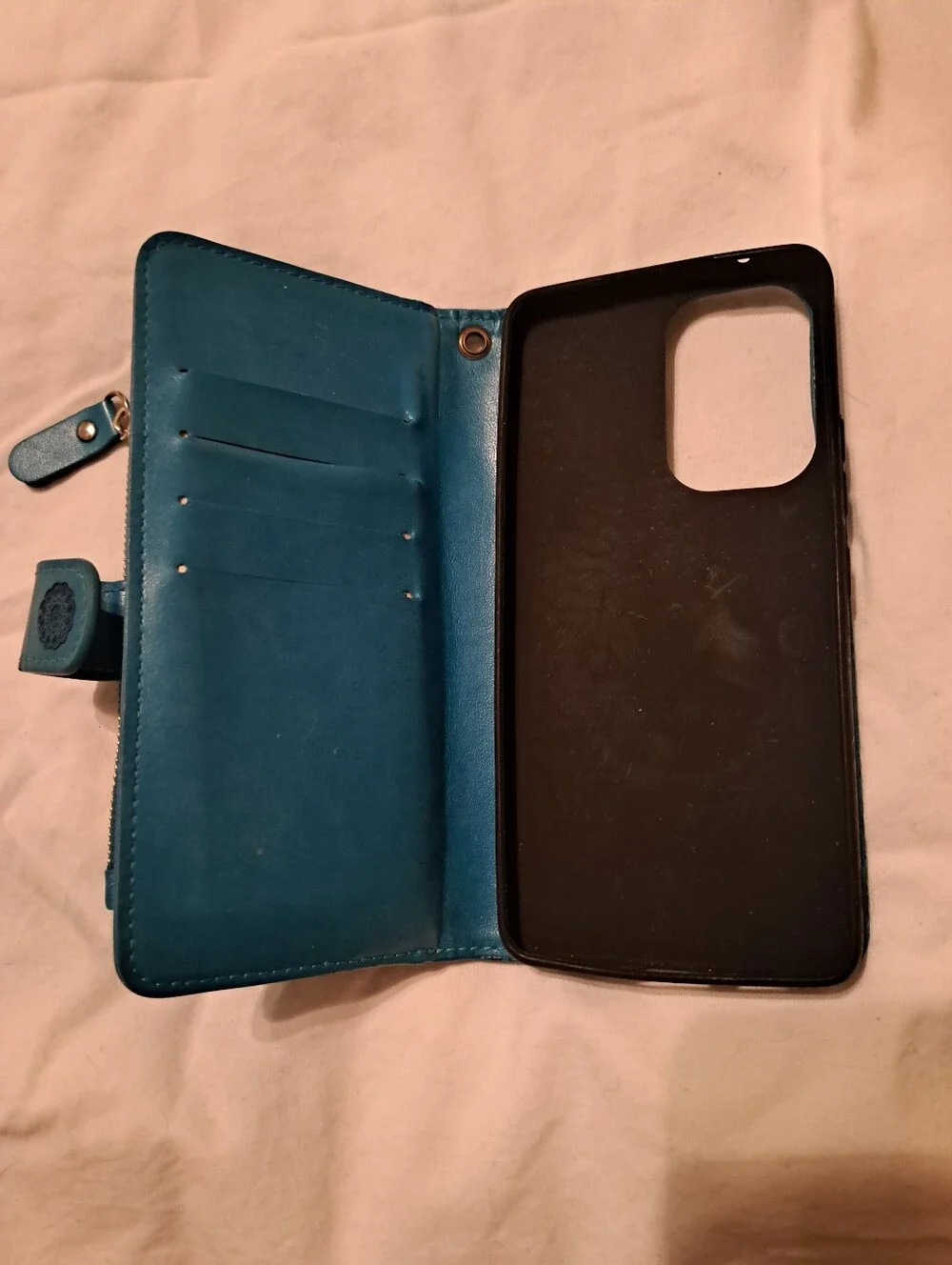 Teal Embossed Floral Mandala Zip Wallet Phone Case-Samsung Galaxy A53